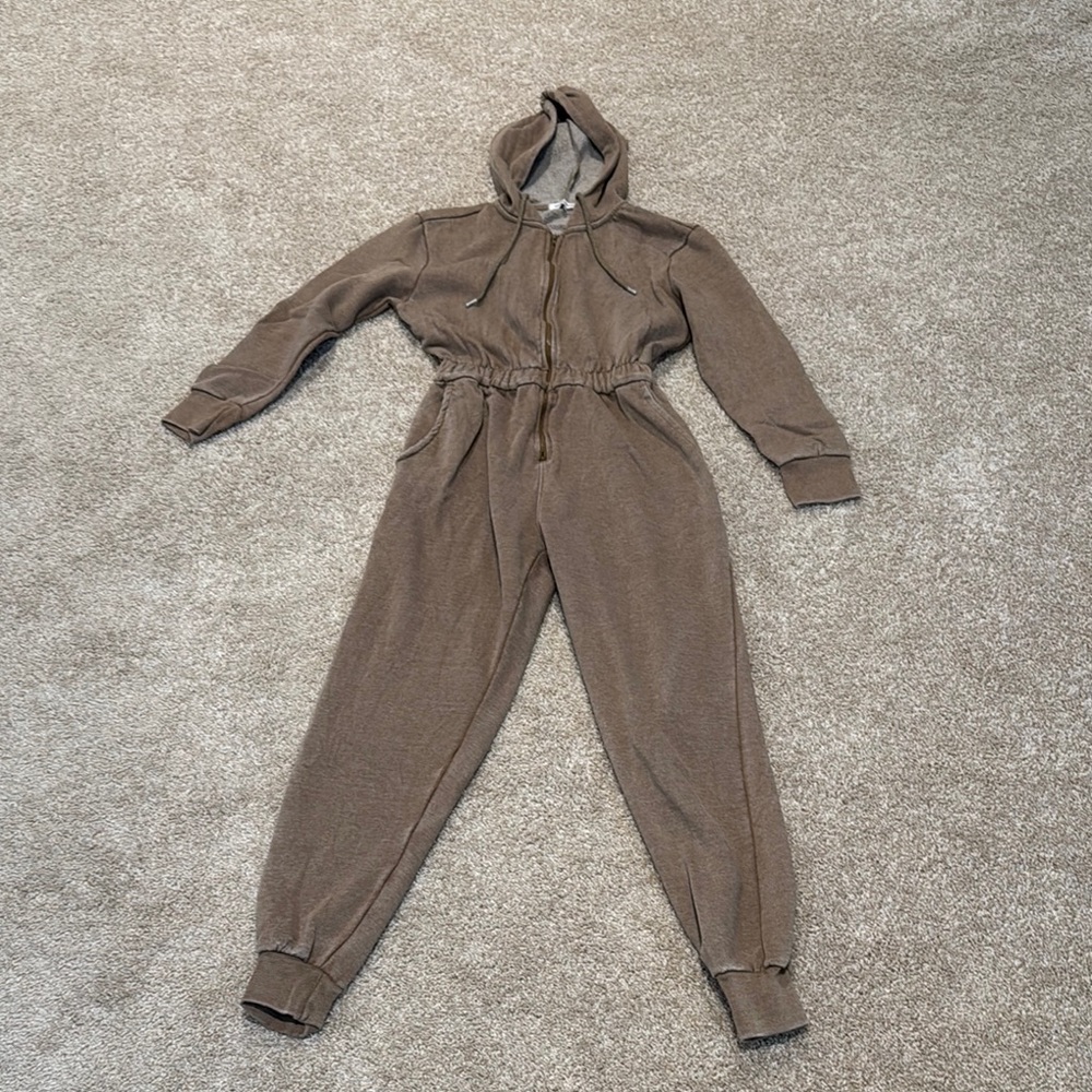 Brown Hooded Jumpsuit
